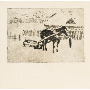 Ludwik MACIĄG (1920–2007), A Horse in Front of a Cottage