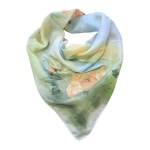 A green (?) silk scarf with roses