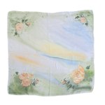 A green (?) silk scarf with roses