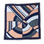 Silk scarf in navy blue, peach, and white—THOMSON
