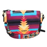 A colorful handbag with an ethnic pattern from the Spanish brand Desigual