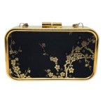 Floral-print minaudière evening clutch