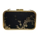 Floral-print minaudière evening clutch