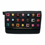 Rectangular handbag with colorful studs