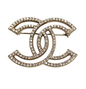 Pozłacana broszka, model logo CC, Chanel