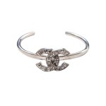 Vintage silver rigid bracelet, CC logo model, Chanel