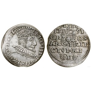 Pologne, trojak, 1591, Riga