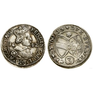 Austria, 3 kreuzer, 1642, Hall
