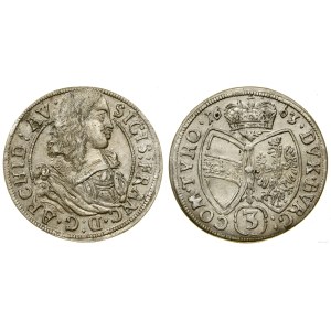 Autriche, 3 kreuzer, 1663, Hall