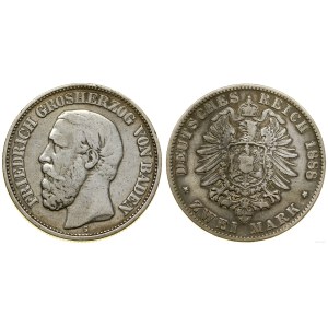 Allemagne, 2 marks, 1888 G, Karlsruhe