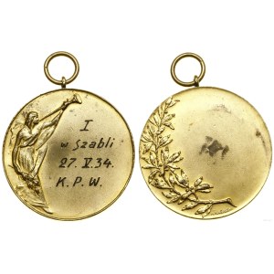 Poland, medal from a KPW (Railway Military Training) fencing competition, 1934