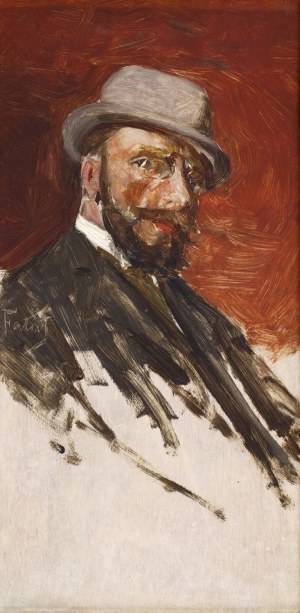 Julian Fałat (1853 Tuligłowy - 1929 Bystra), Portret mężczyzny w kapeluszu