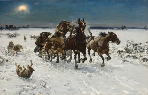 Alfred Wierusz Kowalski (1849 Suwałki - 1915 Monachium), Napad wilków