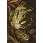 Pieter van Boucle (1610, Anvers - 1673, Paris), Paire de tableaux : « Nature morte à l'artichaut, au chou et à la viande » et « Nature morte au poisson et au foie »