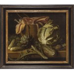 Pieter van Boucle (1610, Anvers - 1673, Paris), Paire de tableaux : « Nature morte à l'artichaut, au chou et à la viande » et « Nature morte au poisson et au foie »
