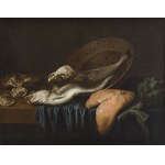 Pieter van Boucle (1610, Anvers - 1673, Paris), Paire de tableaux : « Nature morte à l'artichaut, au chou et à la viande » et « Nature morte au poisson et au foie »