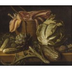 Pieter van Boucle (1610, Anvers - 1673, Paris), Paire de tableaux : « Nature morte à l'artichaut, au chou et à la viande » et « Nature morte au poisson et au foie »