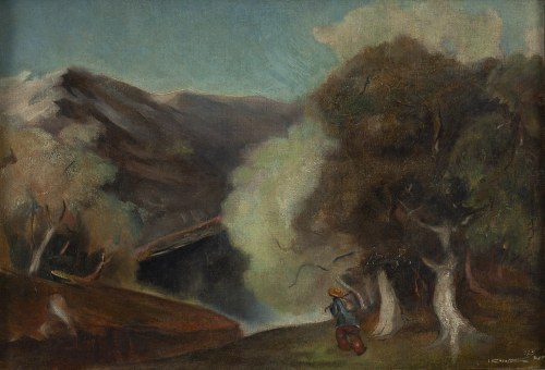 Eliasz Kanarek (1902 - 1969), Krajobraz z wędrowcem, 1925
