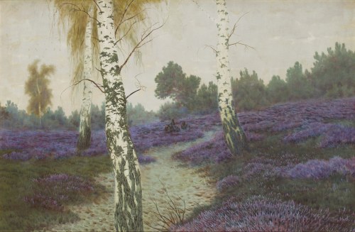 Jan Grubiński (1874 Warszawa - 1945 Rabka), Pejzaz z wrzosowiskiem