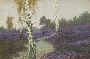 Jan Grubiński (1874 Warszawa - 1945 Rabka), Pejzaz z wrzosowiskiem