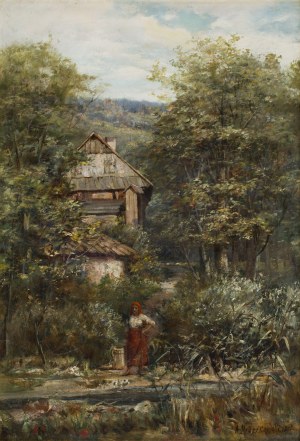 Aleksander Mroczkowski (1850 Kraków - 1927 Stubno k. Przemyśla), Dziewczyna nad wodą, 1898