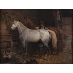 January Suchodolski (1797 Grodno - 1875 Boim k. Węgrowa), Konie w stajni, 1868