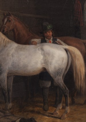 January Suchodolski (1797 Grodno - 1875 Boim k. Węgrowa), Konie w stajni, 1868