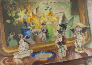 Kazimierz Sichulski (1879 Lwów - 1942 Lwów), Martwa natura z figurkami, 1935