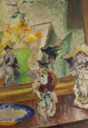 Kazimierz Sichulski (1879 Lwów - 1942 Lwów), Martwa natura z figurkami, 1935