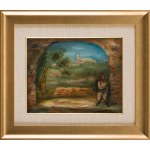 Jakub Zucker (1900, Radom - 1981, New York), Paysage rural avec un personnage sous une arcade (« Vue depuis le passage »)