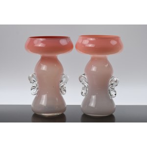 Jerzy SŁUCZAN-ORKUSZ (1924–2002), Set of 2 vases/candlesticks with bows — HS Tarnowiec — second half of the 20th century