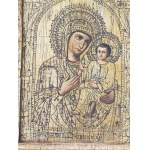 Artiste inconnu - Russie (?) - XIXe siècle - Icône - Notre-Dame Hodegetria, variante de l'icône de la Mère de Dieu de Tikhvine (art sacré, art religieux, Vierge à l'Enfant)