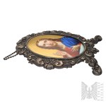 [SILVER] 19th century - Christ Painted on Porcelain in a Silver Setting, Religion, Christ, Devotional Items