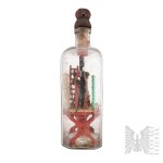 [NAIVE ART/INFLANTY] - Poland/Courland - 18th/19th century - Scene of the Crucifixion in a Bottle (The Passion of Christ, Golgotha, Folk Art, Wood, Devotional Objects, Religious Art, Monastic Art (?), Lielvārde)