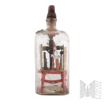[NAIVE ART/INFLANTY] - Poland/Courland - 18th/19th century - Scene of the Crucifixion in a Bottle (The Passion of Christ, Golgotha, Folk Art, Wood, Devotional Objects, Religious Art, Monastic Art (?), Lielvārde)