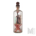 [NAIVE ART/INFLANTY] - Poland/Courland - 18th/19th century - Scene of the Crucifixion in a Bottle (The Passion of Christ, Golgotha, Folk Art, Wood, Devotional Objects, Religious Art, Monastic Art (?), Lielvārde)