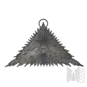 [ARGENTO] Polonia(?) - XIX secolo(?) - Gloria triangolare con l'Occhio della Provvidenza (voto, oggetti di devozione, arte religiosa, arte sacra, Santissima Trinità)