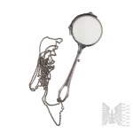 19th/20th Century - Silver Lorgnons - Folding Glasses with a Long Handle and Chain LORGNON - FOLDING GLASSES - WOMEN
