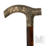 [SILVER] - 19th/20th century - Walking Stick with a Silver Handle and Neo-Rococo Ornamentation (Belle Époque, Middle Class, Bourgeoisie, Men's Fashion)