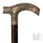 [SILVER] - 19th/20th century - Walking Stick with a Silver Handle and Neo-Rococo Ornamentation (Belle Époque, Middle Class, Bourgeoisie, Men's Fashion)