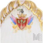 [BLASON DE GOZIEMBA] - Manufacture Pirkenhammer - XIXe siècle - Assiette en porcelaine arborant le blason des Dąmbski, HÉRALDIQUE, BIBELOTS, ARTISANAT TCHÈQUE