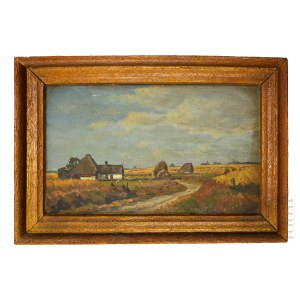 Artiste inconnu - Tekel/Tekely (?) - Hongrie (?) - XXe siècle, 1944 - Paysage rural, huile sur panneau