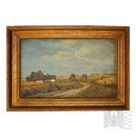Artiste inconnu - Tekel/Tekely (?) - Hongrie (?) - XXe siècle, 1944 - Paysage rural, huile sur panneau