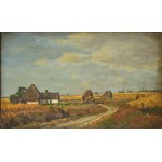 Artiste inconnu - Tekel/Tekely (?) - Hongrie (?) - XXe siècle, 1944 - Paysage rural, huile sur panneau