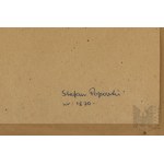 Stefan Popowski (1870 – 1937 Varšava) - Poľsko – 20. storočie – 1905 – Kvety v sklenenej váze, akvarel na papieri (zátišie, kvety, varšavskí umelci, Andrzej Czernik)