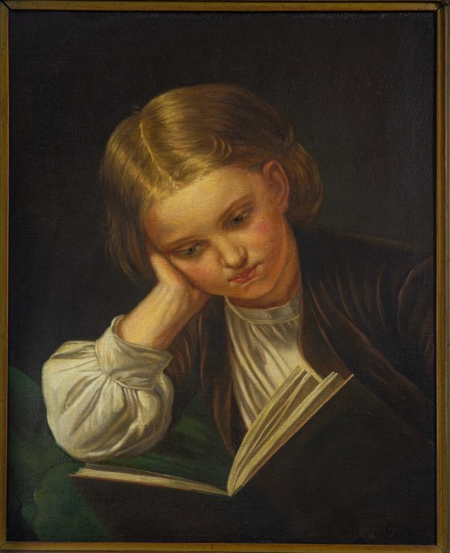 [PROWENIENCJA] Wojciech Gerson (1831 - 1901 Warszawa) - Polska - XIX wiek - „Dziewczynka z Książką”, Olej na Płótnie