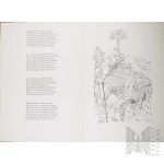 [AUTOGRAPHE DE L'ILLUSTRATRICE / EX-LIBRIS] Livre dédicacé par l'illustratrice Maja (Maria) Berezowska (Baranovichi, 1898 – 1978, Varsovie) &amp; ex-libris d’Andrzej Czernik – Ignacy Krasicki, « Myszeidos. Chants X », Institut national d’édition, 1954, Va