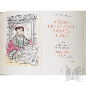 [ILLUSTRATOR'S AUTOGRAPH/EX LIBRIS] Book autographed by the illustrator, Maja (Maria) Berezowska (Baranovichi 1898–1978 Warsaw) &amp; Bookplate by Andrzej Czernik—Antonina Jelicz, “Various Occurrences of This World: A Selection of Satirical Works by Mikoł