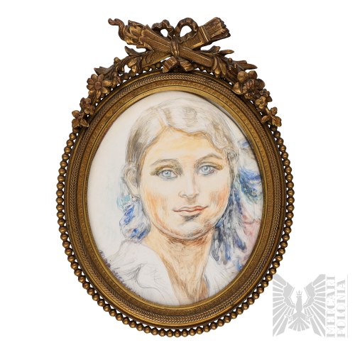 Maja (Maria) Berezowska (Baranowicze 1898 - 1978 Warszawa)- Autoportret(?) CENTRALNE BIURO WYSTAW ARTYSTYCZNYCH, KOLEKCJA ANDRZEJA CZERNIKA, RYSUNEK PORTRETOWY