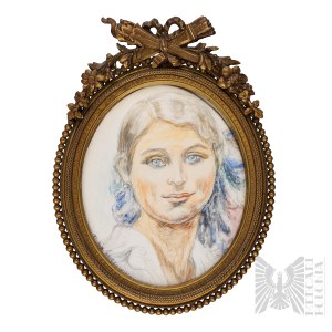 Maja (Maria) Berezowska (Baranowicze 1898 - 1978 Warszawa)- Autoportret(?) CENTRALNE BIURO WYSTAW ARTYSTYCZNYCH, KOLEKCJA ANDRZEJA CZERNIKA, RYSUNEK PORTRETOWY